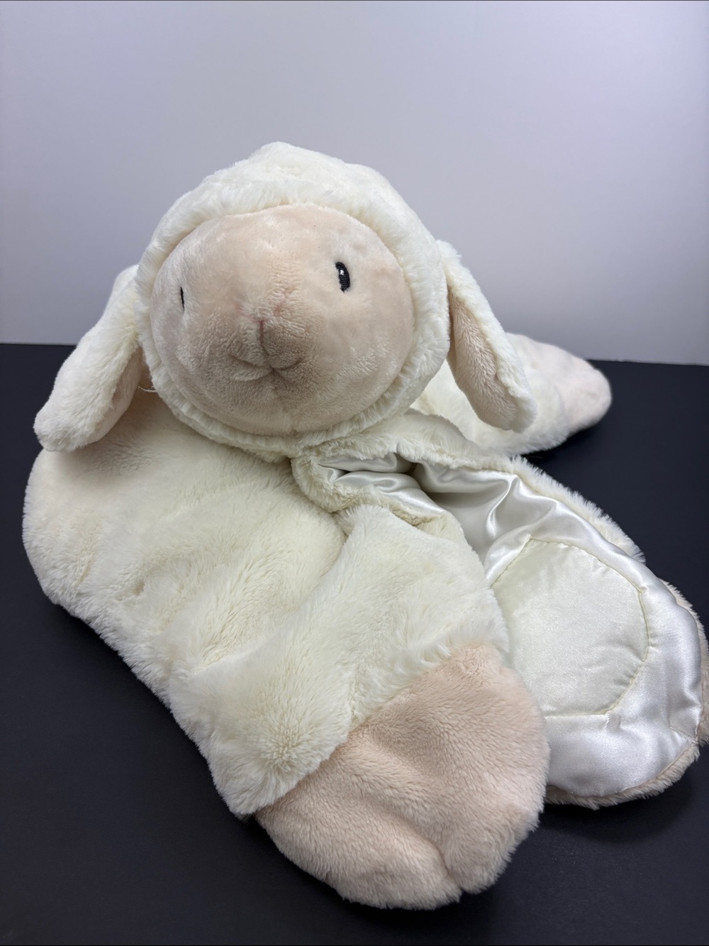 Gund Lopsy Lamb Comfy Cozy Plush Lovey Blanket Satin Embroidered Eyes Retired
